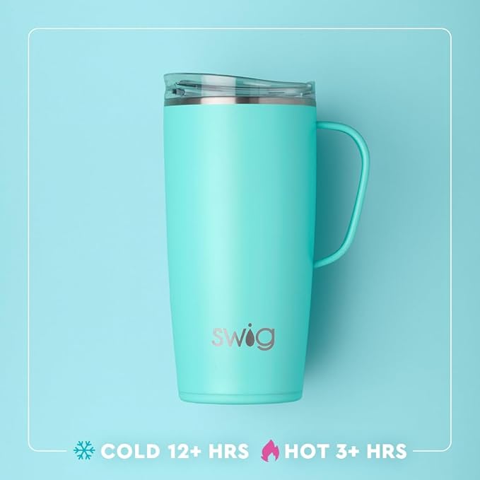 Swig Life 22oz Travel Mug, Insulated Tumbler with Handle and Lid, Travel Coffee Mug, Cup Holder Friendly, Stainless Steel 22 oz Tumbler, Reusable Insulated with Lid (Florida)
