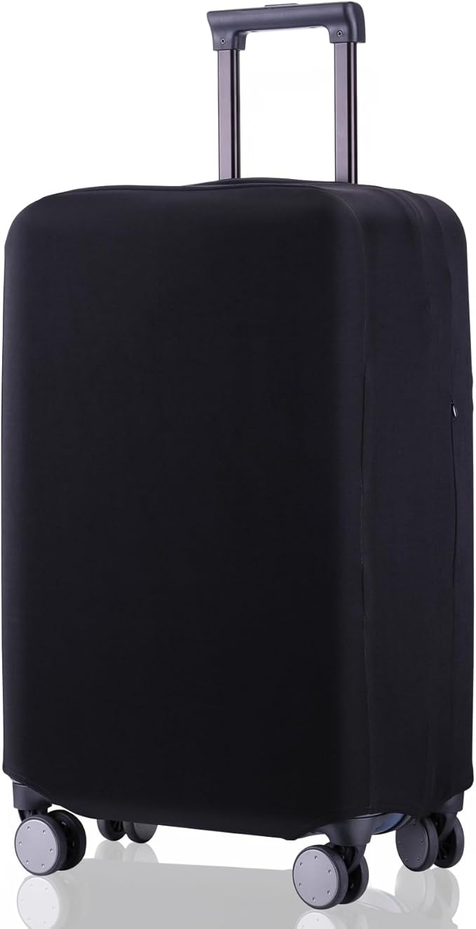 Travel Luggage Cover Suitcase Protector Scratch-Resistant Fit 19-31 Inch, Not Included Suitcase (Black, L(26-27inch))