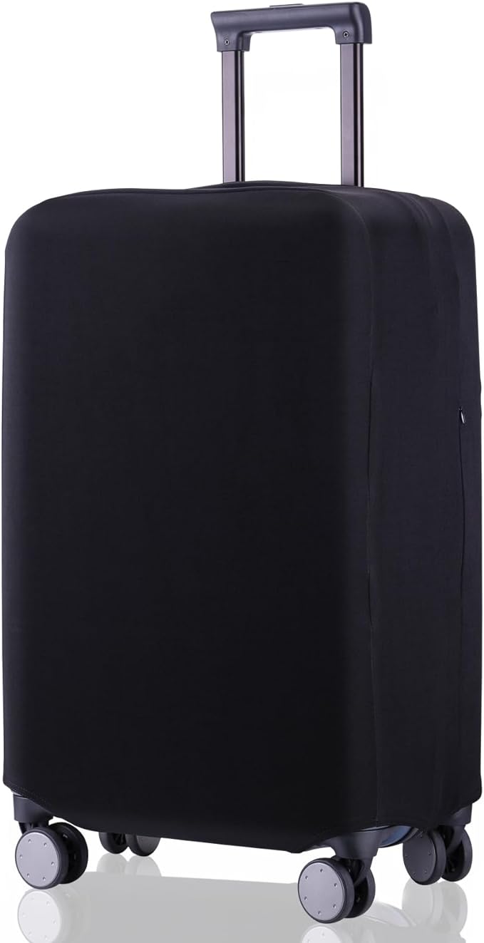 Travel Luggage Cover Suitcase Protector Scratch-Resistant Fit 19-31 Inch, Not Included Suitcase (Black, 2XL(30-31inch))