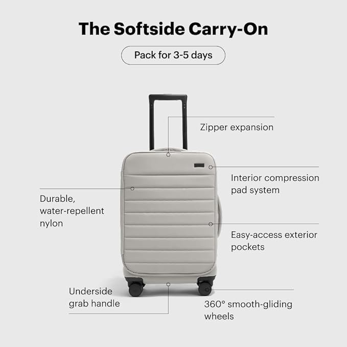 Away Softside Carry-On Suitcase, 22 Inch Lightweight, Expandable High-Strength Nylon Luggage With Spinner Wheels, Meets Requirements for Most Major Airlines, Cloud Gray