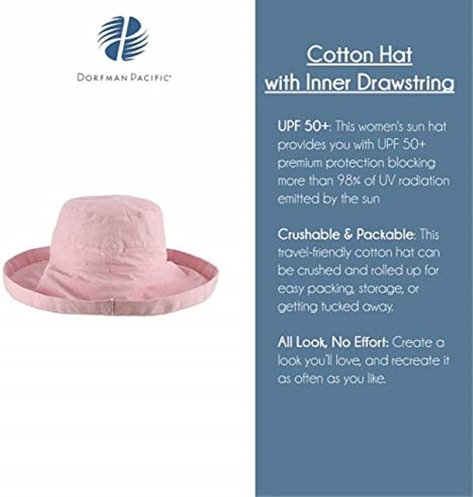Scala Women's Cotton Hat with Inner Drawstring and Upf 50+ Rating