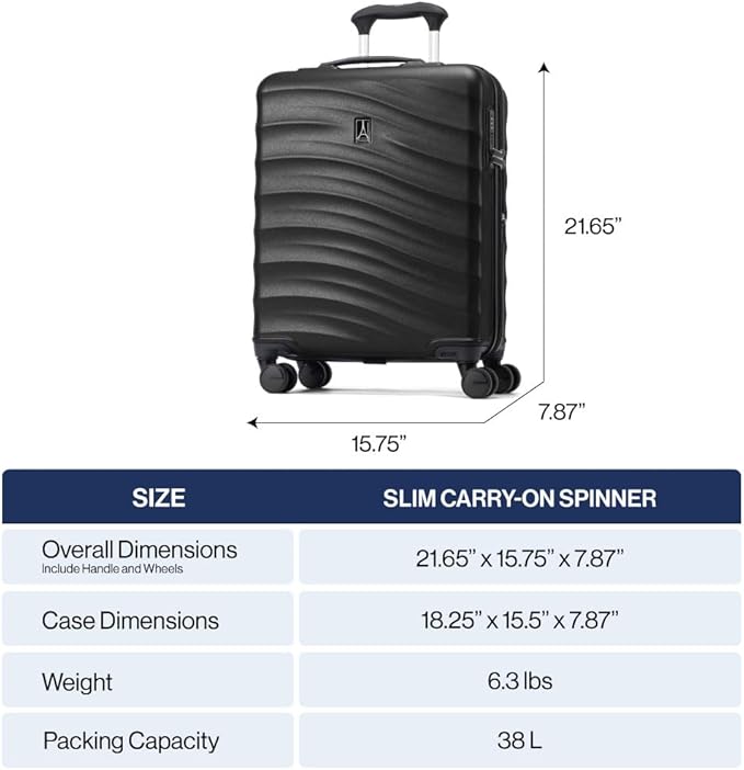 Travelpro Maxlite Air V2 Hardside Expandable Carry on Luggage, 8 Spinner Wheels, Lightweight Hard Shell Suitcase, TSA lock, Black, International Carry On 18-Inch