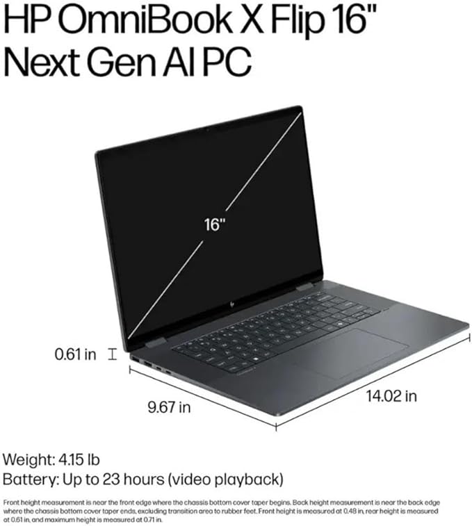 HP OmniBook X Flip 16 2-in-1 Laptop: 16" FHD+ Touchscreen, Intel Core Ultra 7, 16GB RAM, 1TB SSD, w/Pen & Lifetime Office - Copilot+ AI PC, Windows 11
