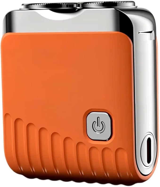 Mini Electric Shaver, Dual Head Waterproof Rechargeable Razor Mini Wet Dry Shaving Razor for Travel Home Use (Orange)
