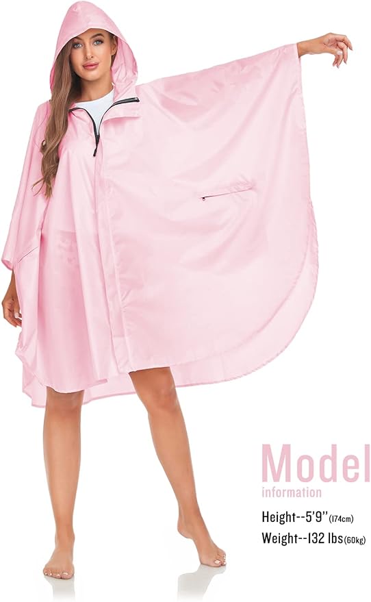 SaphiRose Unisex Rain Poncho Hooded Waterproof Raincoat for Adults Women