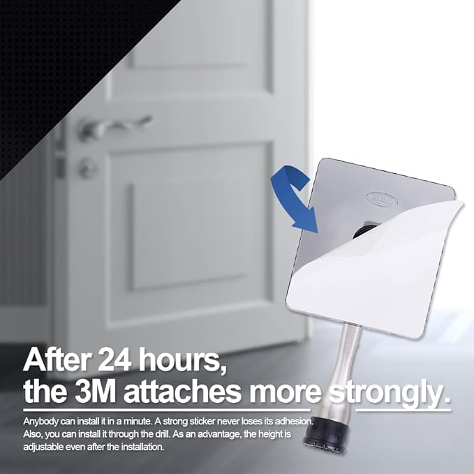 One-Touch Doorstop Adhesive Bracket (Satin Nickel, 4inch x 1pack)