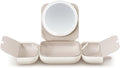 AMIRO M2 Travel Makeup Bag with 5 Level Brightness & 3 Color LED Mirror, Portable Makeup Artist Organizer, White