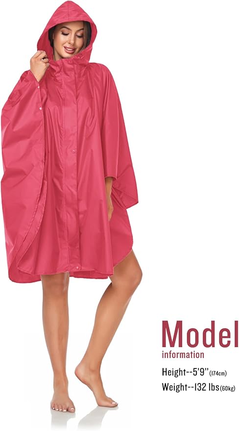 SaphiRose Unisex Rain Poncho Hooded Waterproof Raincoat for Adults Women
