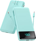 Portable Charger for iPhone with Built in Cables and Wall Plug,Upgraded 13800mAh Fast Charging USB C Power Bank,4 Outputs Travel Essential Battery Pack Compatible with iPhone 15/14/13/12,Samsung-Green