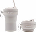 Collapsible Cup with Reusable Straw – 18 Oz (550 Ml), Portable Travel Mug, BPA-Free, Leak-Proof, Microwave & Dishwasher Safe, Multi-Purpose for Hot & Cold Drinks – Gray
