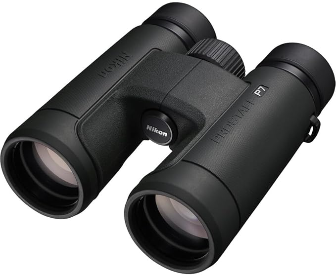 Nikon PROSTAFF P7 10x42 Binoculars Bundled with Harness Strap + Deluxe Cleaning Kit + Smartphone to Binocular Adapter + Microfiber Cleaning Cloth (5 Items)