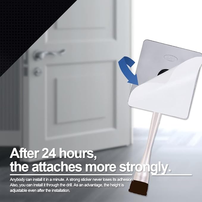 One-Touch Doorstop Adhesive Bracket (Satin Nickel, 6inch x 2pack)