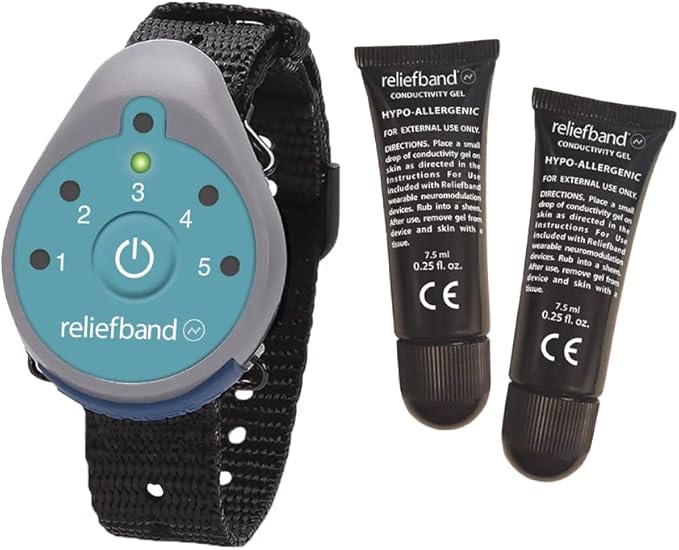 Reliefband Classic Wristband | FDA Cleared Relief for Motion Sickness (Car, Air, Train, Sea), & Morning Sickness | Drug Free (1 Extra Gel Tube)