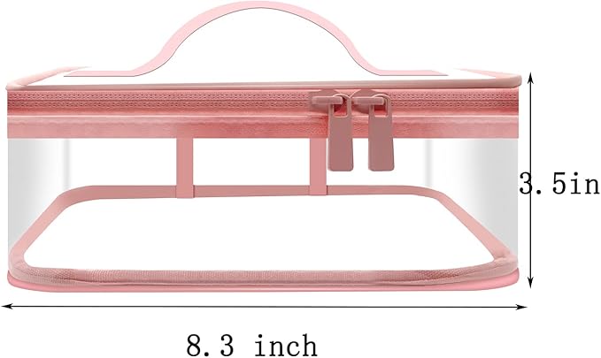 Clear Makeup Bags, 2 Pcs Transparent Cosmetic Bags, Pink, Black