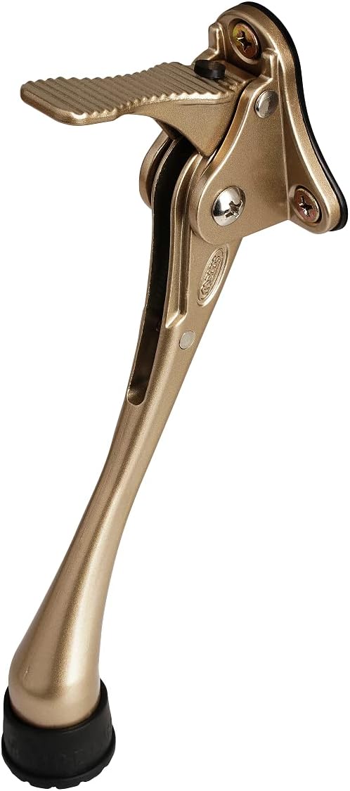Door Stopper, One-Touch semi-Automatic Metal Door Stopper, with Non-Slip Rubber Tip for Wood, Concrete, Tiled, and Carpeted Floors (6inch x 1pack, Gold)