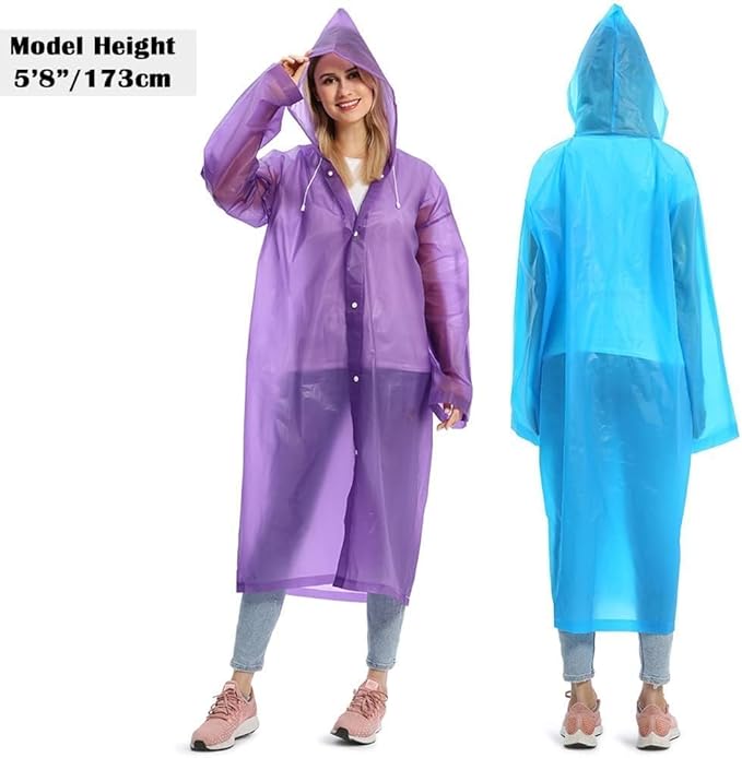 Opret 2 Pack Raincoats for Adults Reusable, EVA Rain Ponchos Lightweight Rain Coat Waterproof Rain Gear for Men and Women