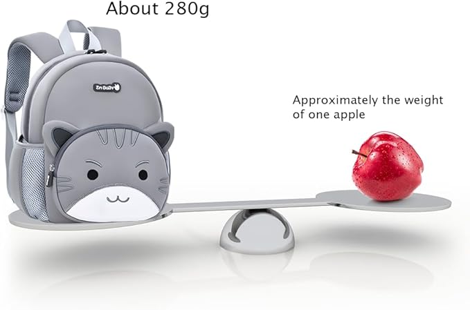 Padgene Toddler Backpacks Kids Preschool Backpack Waterproof Neoprene Animal Schoolbag Lunch backpack 3D Cartoon Cat Mini Travel Bag for Boys Girls Ages 3-5