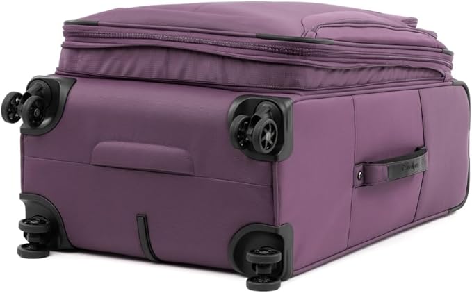 Travelpro Tourlite Softside 25" Expandable Luggage with 4 Spinner Wheels, Lightweight Suitcase, Checked Medium, Deep Purple
