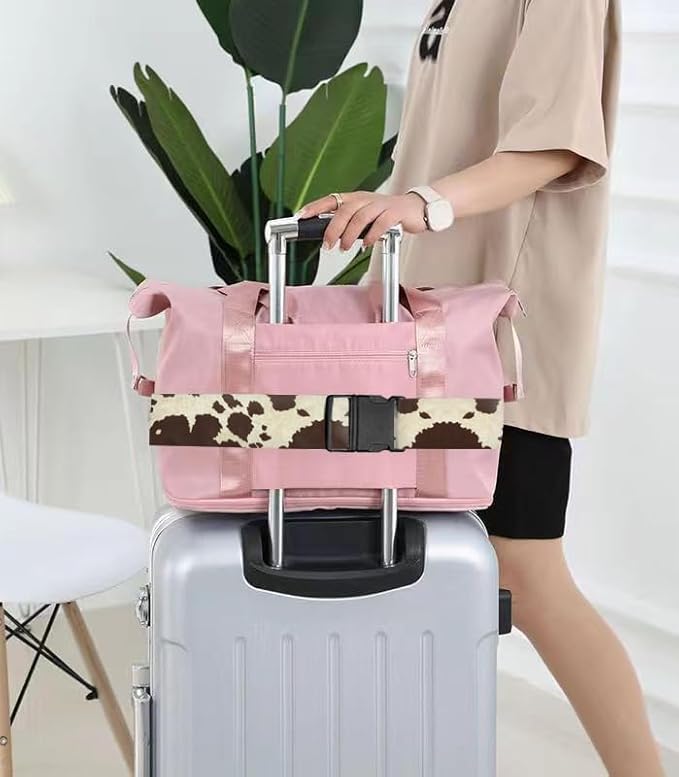 Luggage Straps for Suitcases Travel Belt Accessories, Cute Suitcase Strap, Adjustable Luggage Belt Strap, Heavy Duty with Quick-Release Buckle Luggage Strap Retro Cow Print