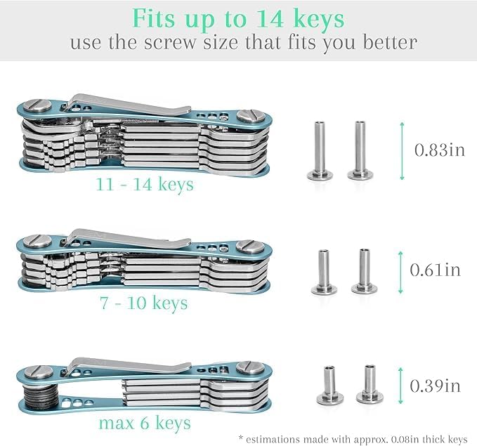 EM Premium Products Compact Key Holder - Pocket Key Organizer - 14 Keys Key Bar