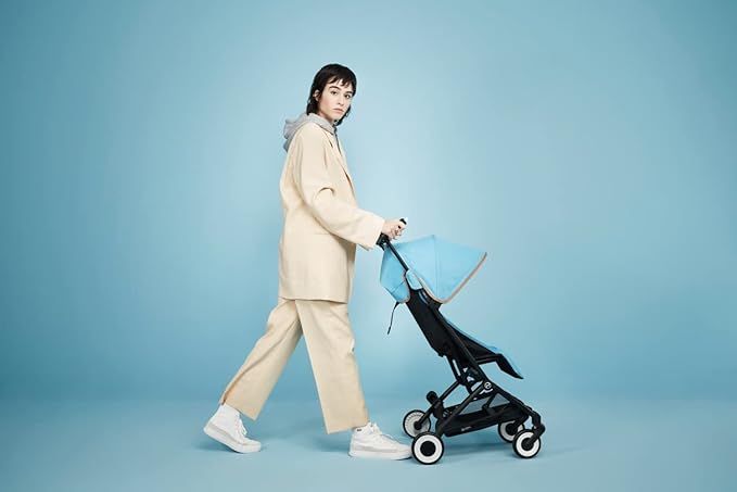 Cybex Libelle Lightweight pockit Travel Baby Stroller - Carry-On Compliant Compact Fold, One-Hand Adjustable Recline - Compatible with CYBEX Car Seats, Beach Blue