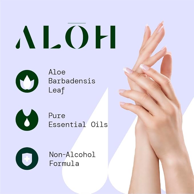 ALŌH Sanitizing Hand Mist 3-pack | Peppermint Eucalyptus + Aloe | 70% Alcohol Hydrating Hand Sanitizer Spray with Essential Oil, for Kids & Adults | 2oz Travel Size Bottle (Set of 3)