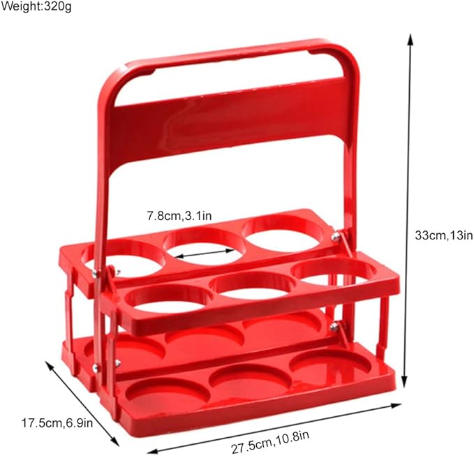 Plastic Drink Carrier,Foldable Cup Holder with Handle,Reusable Beverage Coffee Beer Bottle Carrier for Delivery,Drink Holder and Take Out Cup Carrier for Catering Restaurant Camping Travel,Red