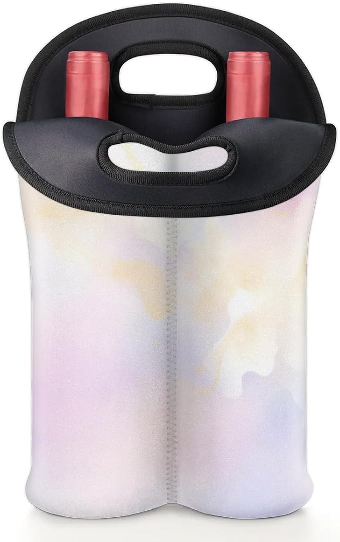 Wine Carrier Tote Personalized Bag for 2 Bottles - Neoprene Wine Bottle Holder with Carry Handle, Wine Protective Bag Insulated Bag Beer Cans Water Bottle Holder for Travel Picnic,Style6