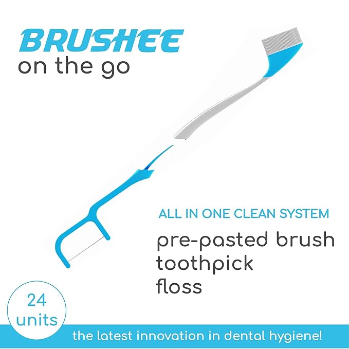 The Evolution of Oral Care | 4-in-1 Tool (Paste + Brush + Floss + Pick) | Individually Wrapped | Disposable | Prepasted Travel Toothbrushes | Small Adult Toothbrush - (24-Pack)