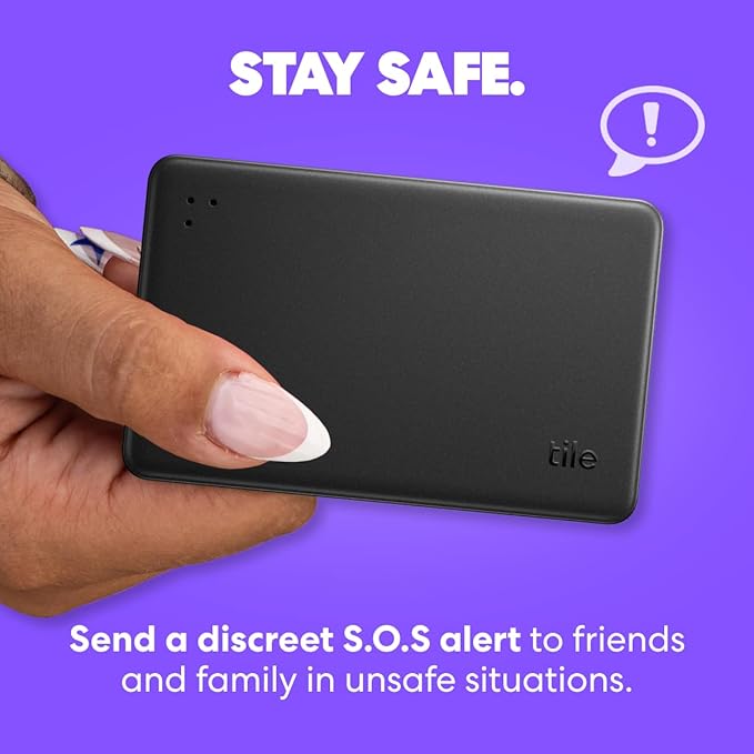 Tile by Life360 Slim - Wallet Finder, Bluetooth Tracker and Item Locator for Luggage Tags, Passports and More. Both iOS and Android Compatible. Phone Finder. 1-Pack (Black)