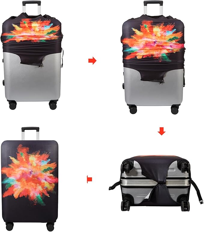 WUJIAONIAO Travel Luggage Cover Baggage Suitcase Cover Protector Skins 18-32 Inch (Graffiti, S (for 18-20 inch luggage))