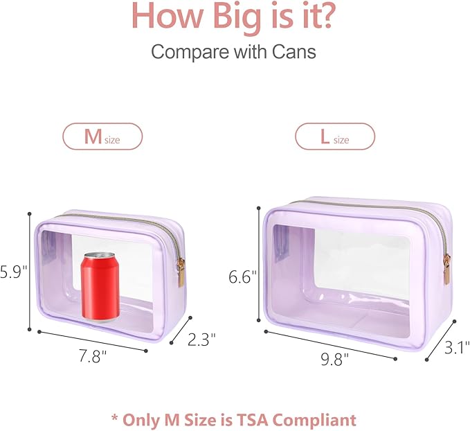 PACKISM TSA Approved Toiletry Bag - Upgrade Color-Edged Clear Makeup Bags, Clear Toiletry Bags For Traveling Fits Various Storage Needs