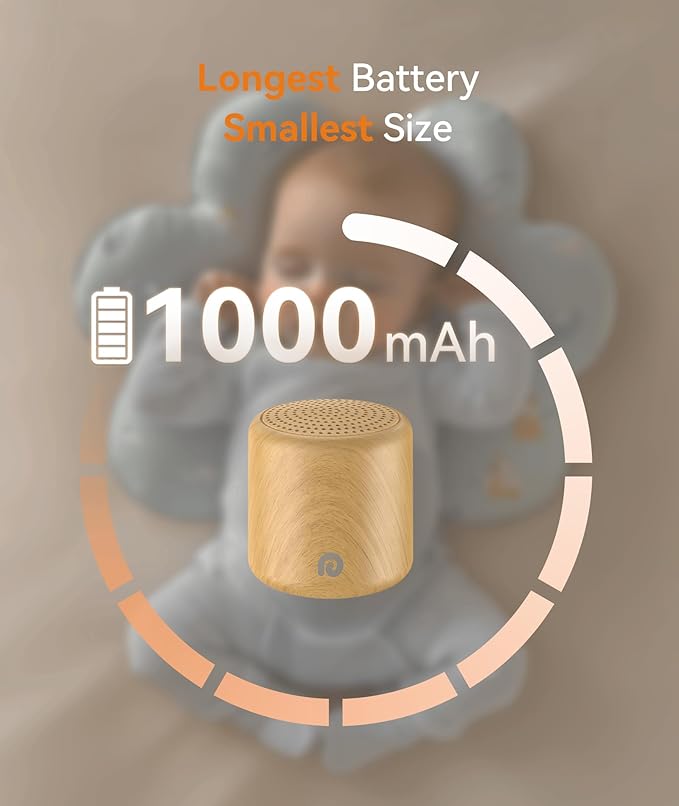 Dreamegg Sound Machine for Baby&Adults - Travel Sound Machine for Sleep, Features Powerful Battery, Egg-Sized, 16 Soothing Sounds, Timer, Sound Machine for Baby Adults Office Privacy Home Gift, Wood