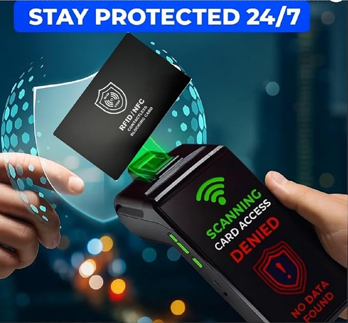 Technixx RFID Blocking Card, 3 Pack, Contactless NFC Jamming Credit & Debit Card ID, Protection for your wallet and passport, One Card Protects Entire Wallet