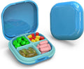 Daily Pill Organizer 4 Compartments, Small Pill Box Portable Travel Pill Case, Mini Pill Container for Purse Pocket, Compact Travel Medicine Organizer for Vitamin, Cod Liver Oil, Supplement (Blue)