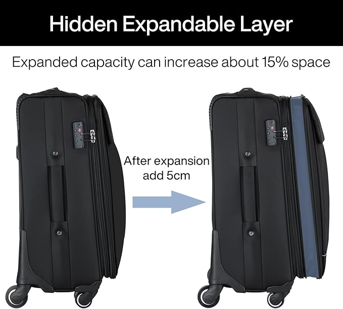 Hanke 20/28 Inch 2 Piece Luggage Sets with Spinner Wheels Expandable Luggage Large Suitcases with Wheels Lightweight Travel Luggage Rolling Suitcase with Lock Softside Checked Luggage.(Purple)