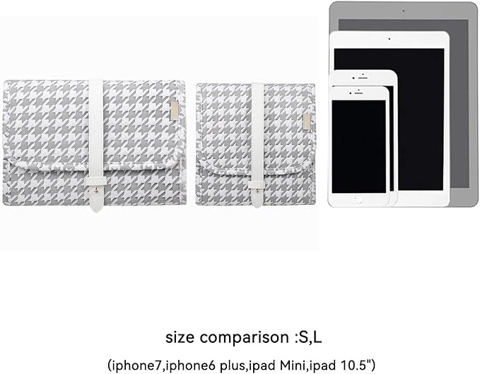 Voova Travel Jewelry Holder Organizer Case, Large Jewelry Storage Bag for Women Girls, Foldable Traveling Jewellery Pouch Roll for Necklaces Rings Earrings Bracelets, Grey+White