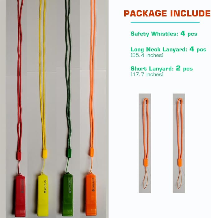 Emergency Safety Whistle with Lanyard, Loud Pea-Less Survival Whistles for Boating Kayaking Life Vest Paddle Board Rescue Signaling.