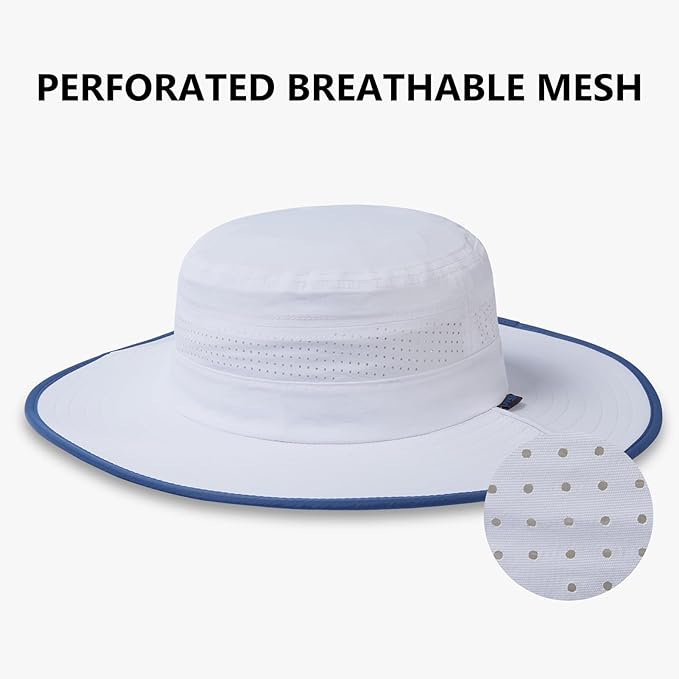 UPF 50+ Foldable Brim Water-Resistant Sun Bucket Hat with Laser Perforated Mesh Adjustable for Men Women Outdoor