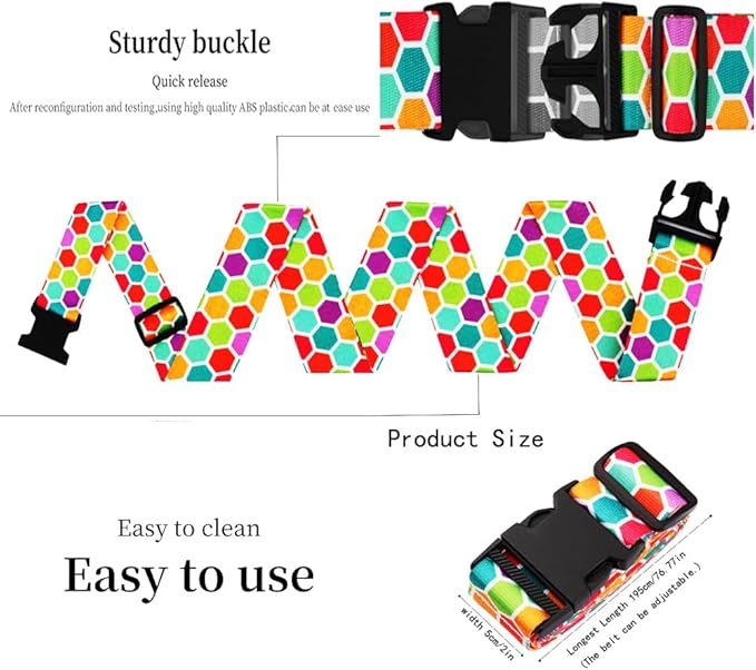 Adjustable Travel Luggage Strap Suitcase Belt Travel Bag Accessories 1.96 in W x 6.23 ft L