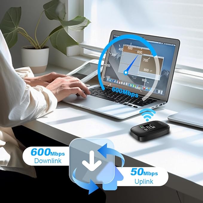 SCHOK 4G LTE Mobile Hotspot - Cat 12 Portable WiFi for Travel, Dual Bands (2.4GHz/5GHz), 600Mbps Download High Speed, Supports 16 Connected Devices, Compatible with Verizon & its MVNOs ONLY