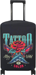 Explore Land Travel Luggage Cover Suitcase Protector Fits 31-32 Inch Case (Blade Rose, XL)