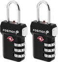 Fosmon TSA Approved Luggage Locks, Suitcase Travel Lock with Push Release Button for Extra Security, 3 Digit Combination Padlock for Gun Case Backpack Zipper Anti Theft Gym Locker - Black, 2 Pack