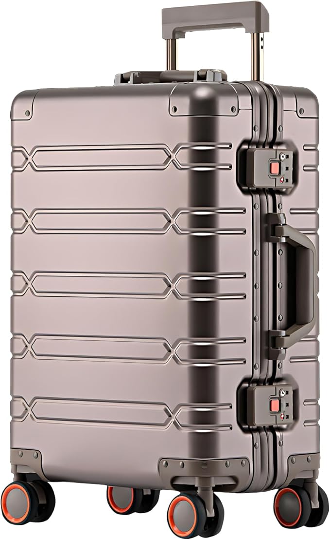 WEICHEN All Aluminum Magnesium 24 Inch Luggage with Spinner Wheels, Hard Case Aluminum Luggage Suitcase with Spinner Wheels and TSA Lock