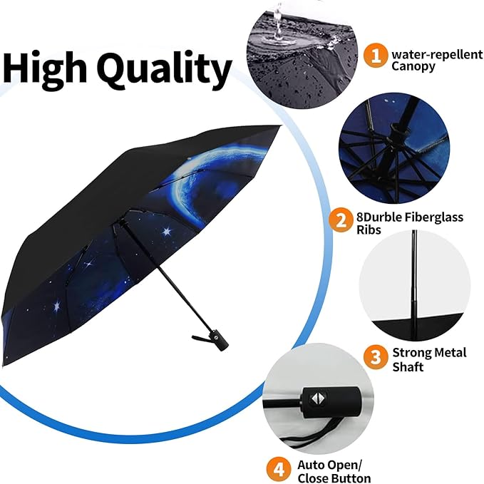 LLanxiry Compact Travel Umbrella, Mini Windproof Umbrellas for Rain & Sun, Small Lightweight Outdoor UV Umbrella, Portable Folding Umbrellas for Travel
