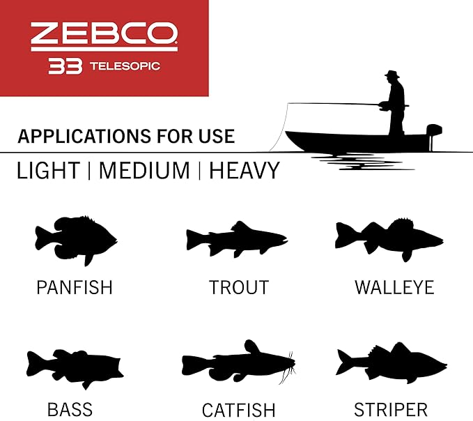 Zebco 33 Spinning Reel and Telescopic Fishing Rod Combo