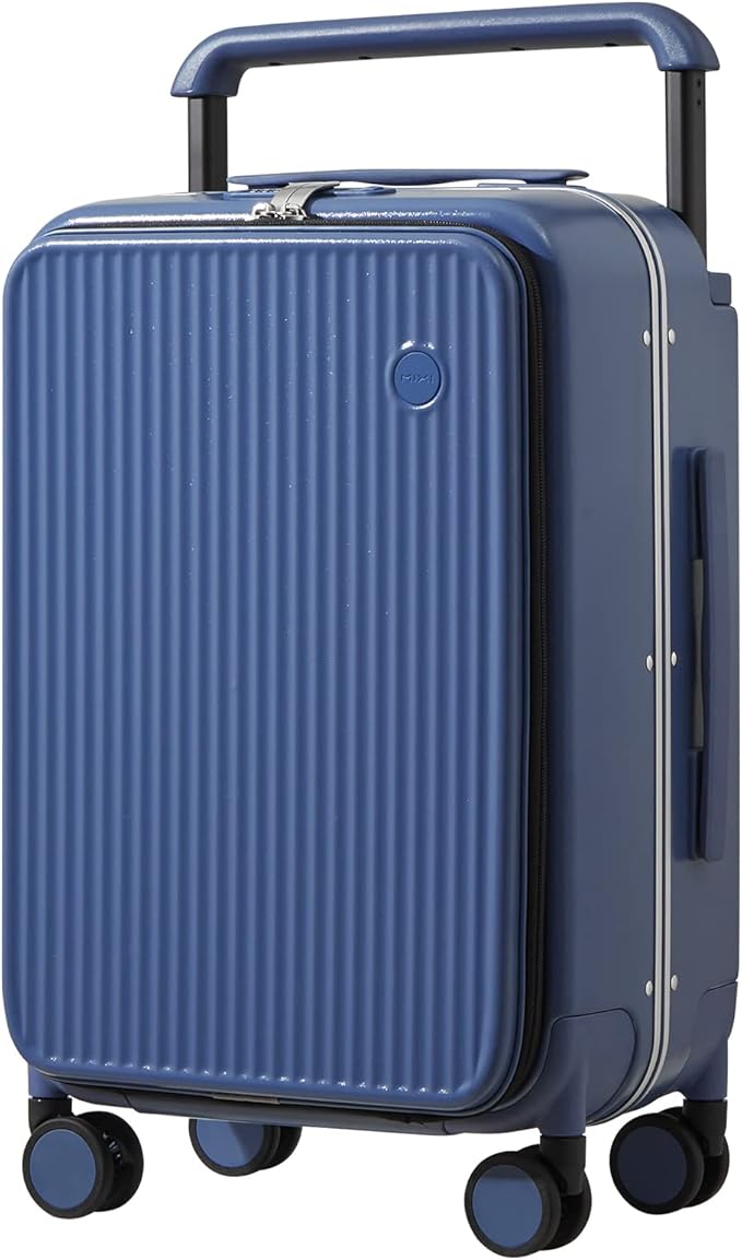 mixi Luggage Suitcases with Spinner Wheels 24'' Travel Luggage with Front Laptop Pocket, Wide Handle PC Hardshell Suitcase with TSA Lock, Checked Luggage(Sapphire Blue)