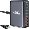 440W Fast USB C GAN Charger Block 8 Port Charging Station HUB Brick Dual PD PPS 100W Wall Charger Compatible with MacBook Pro/Air/All, iPad, iPhone 17/16/15/14/Pro Max, Android Devices etc