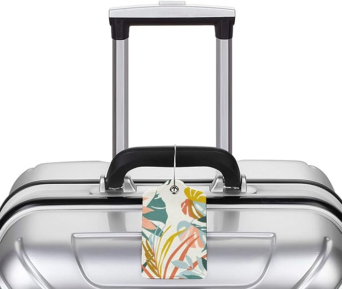 2 Pcs Boho Foliage Botanical Luggage Tag for Suitcases, Cruise Ship Essential Travel Gift for Men Women Couples, Honeymoon Anniversary Travel Boho Decor Bag, Funny Christmas Birthday Gifts