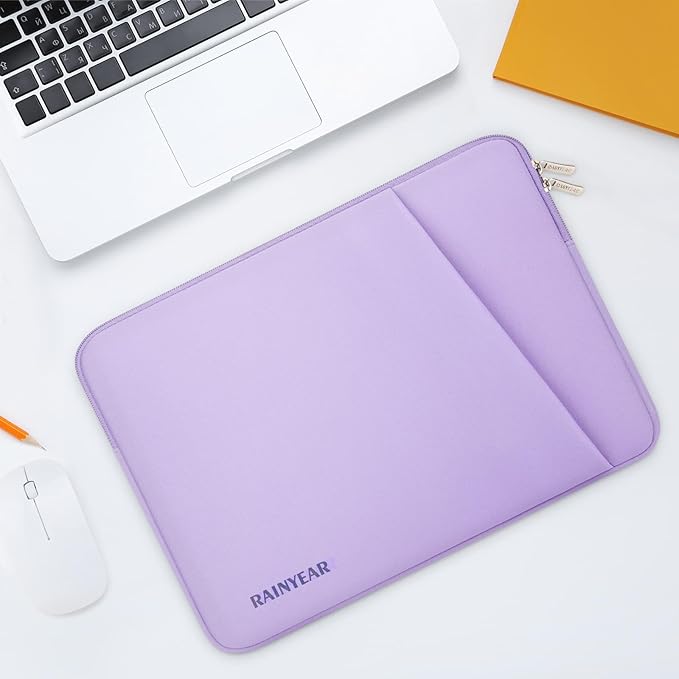 RAINYEAR Laptop Sleeve Case with Front Pocket, 13.3 Inch Protective Portable Case Briefcase Laptop Bag Cover Compatible with MacBook Air/Pro 13-13.3 inch, MacBook Pro/Max 14 inch, Purple